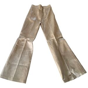 Vintage Genuine Leather High Waisted Flared Pants
